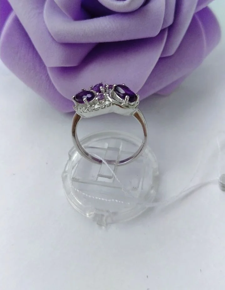 Серебряное кольцо с аметистами - миниатюра 3