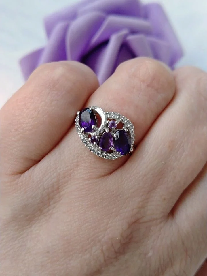 Серебряное кольцо с аметистами - миниатюра 6