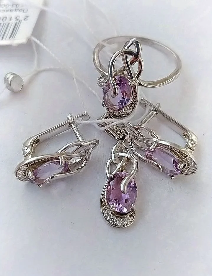 Серебряный комплект с аметистами - изображение 1