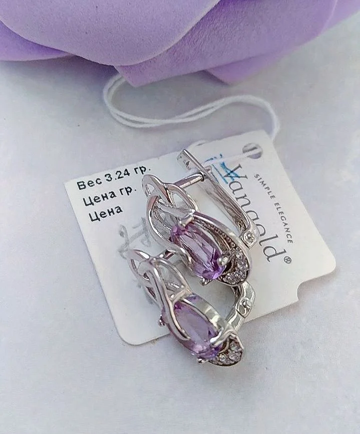 Серебряный комплект с аметистами - миниатюра 6
