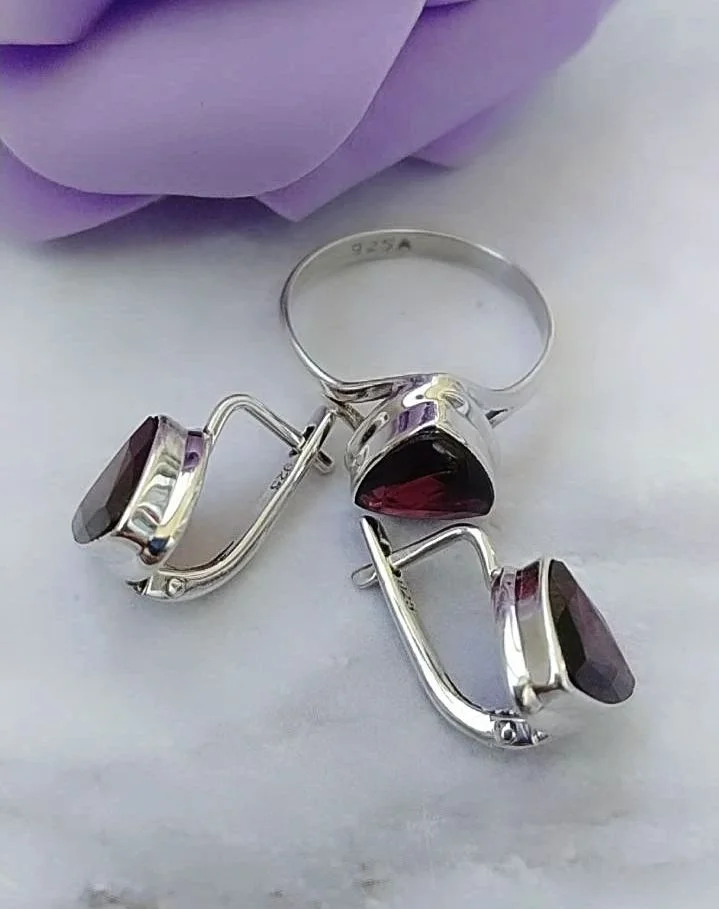 Серебряный комплект с гранатами - миниатюра 3