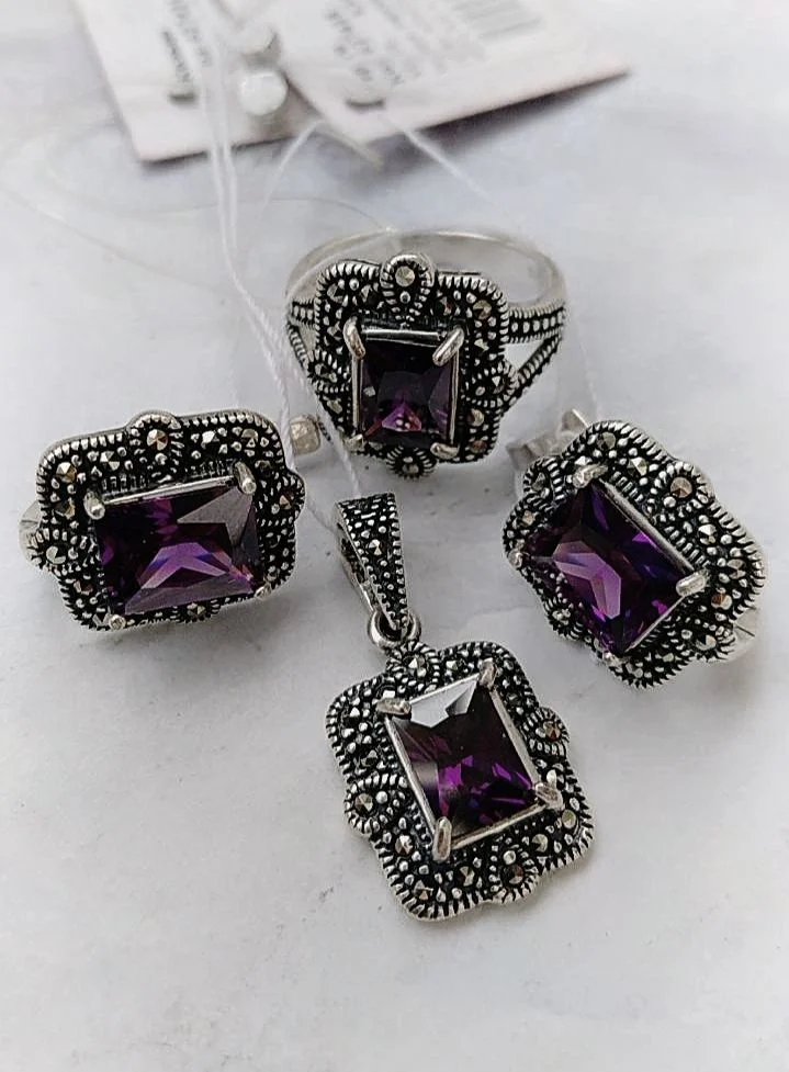 Серебряный комплект с марказитами - изображение 1