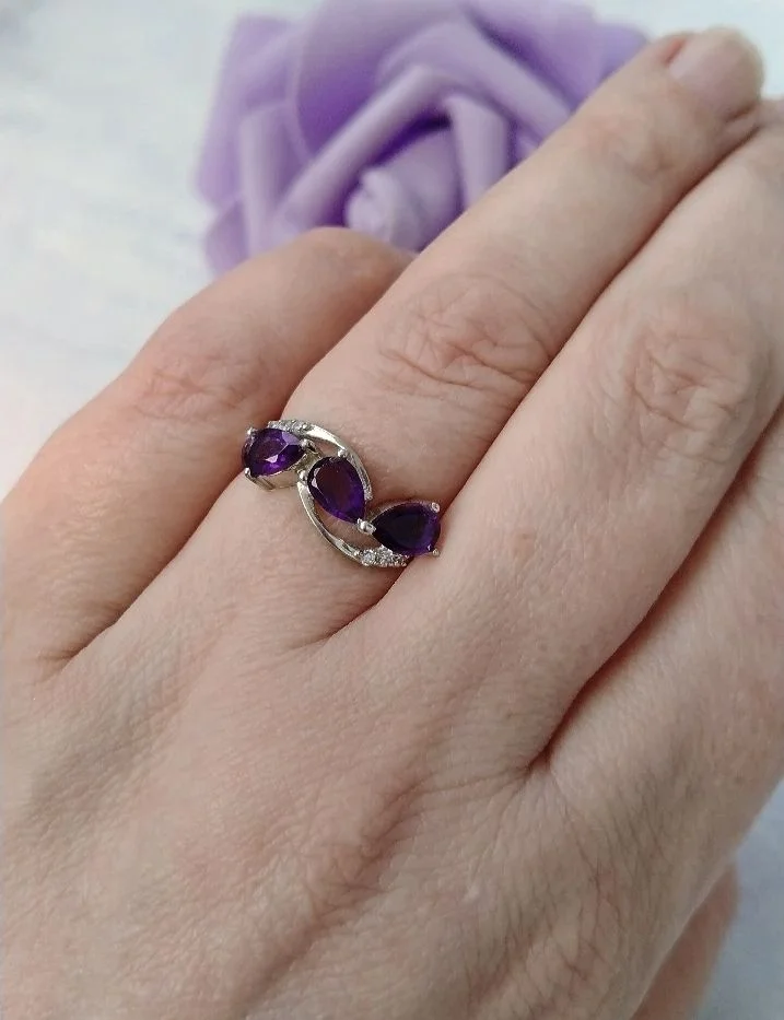 Серебряное кольцо с аметистами - миниатюра 6
