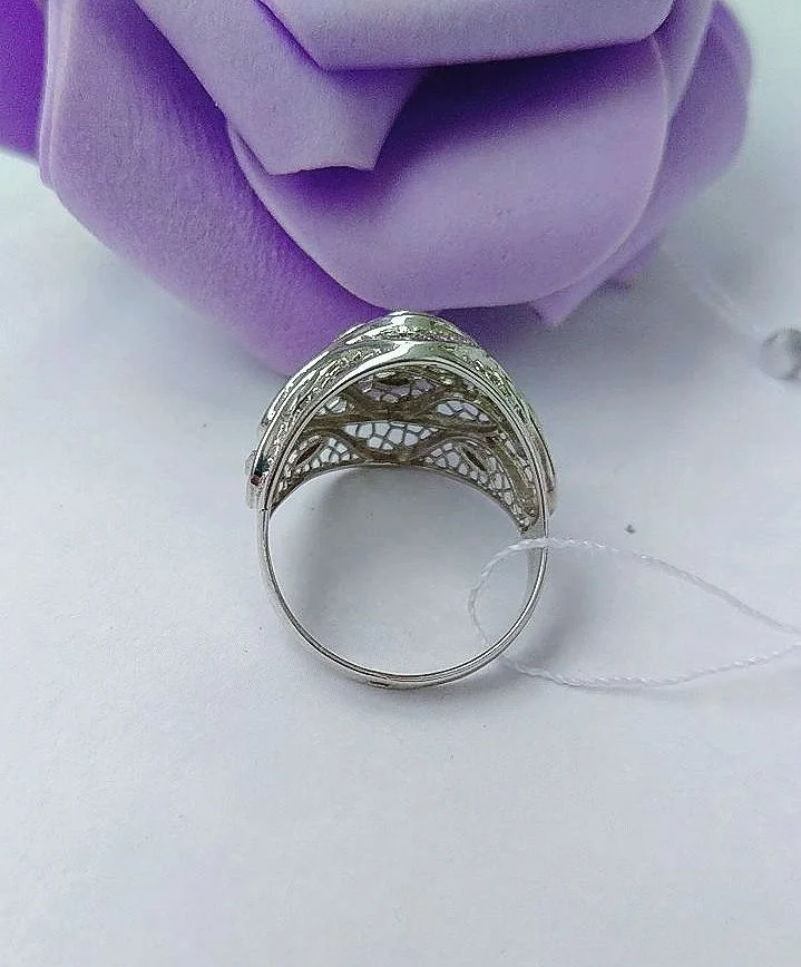 Серебряное кольцо с алмазной огранкой - миниатюра 5