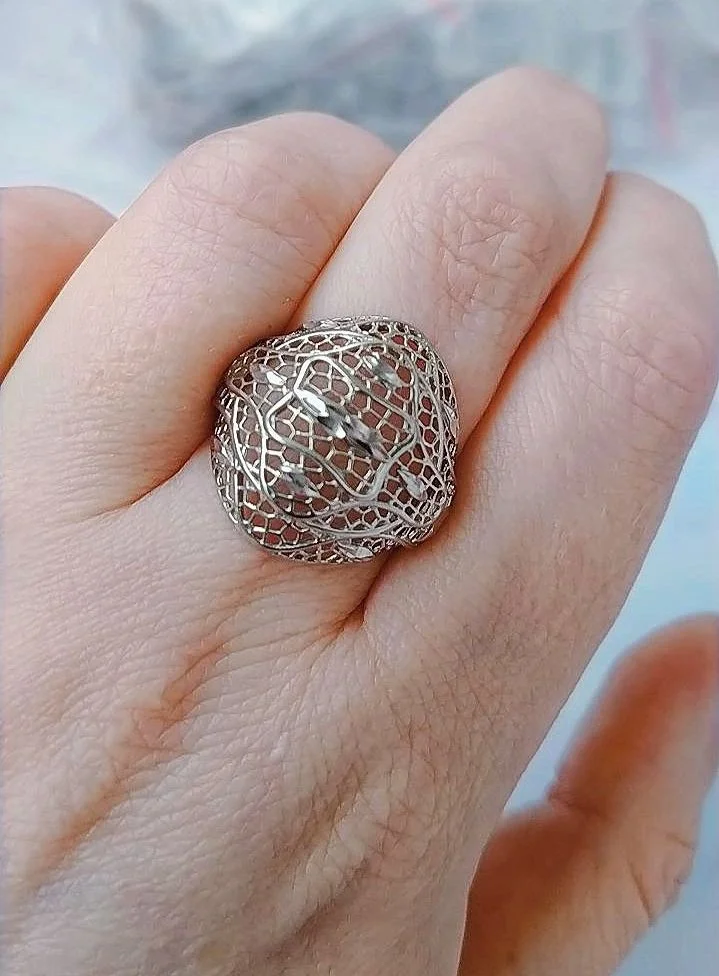 Серебряное кольцо с алмазной огранкой - миниатюра 6