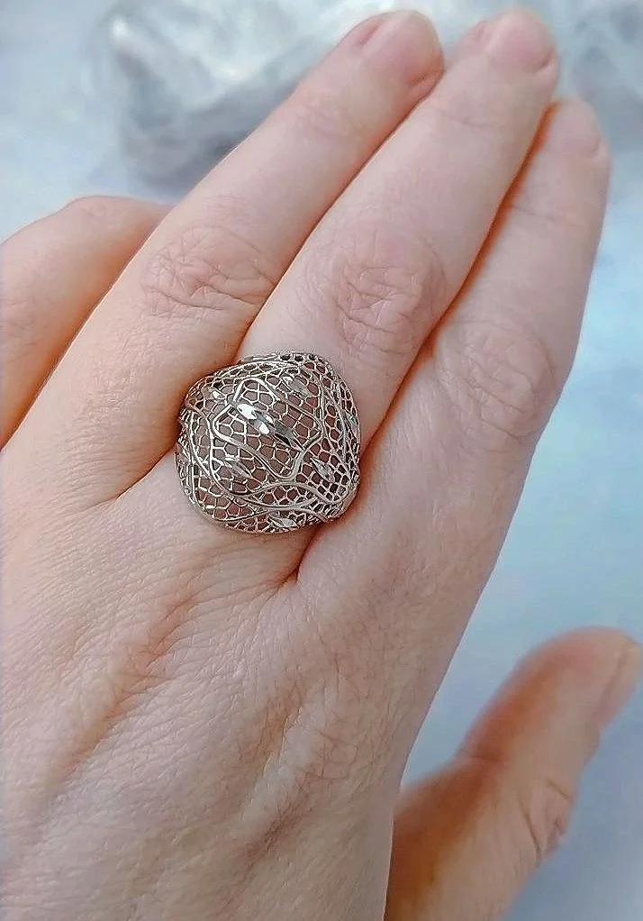 Серебряное кольцо с алмазной огранкой - миниатюра 7