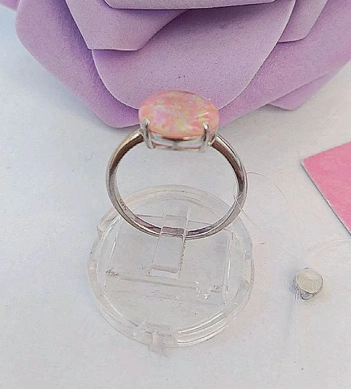 Серебряное кольцо с розовым опалом - миниатюра 3