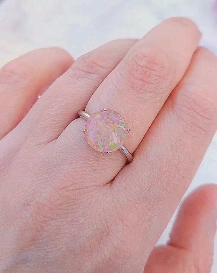 Серебряное кольцо с розовым опалом - миниатюра 5