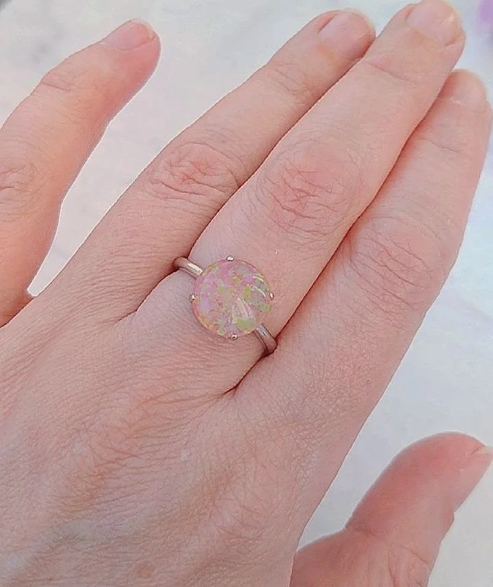 Серебряное кольцо с розовым опалом - миниатюра 6