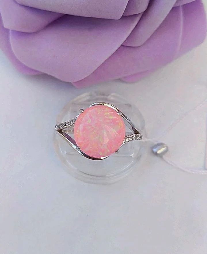 Серебряное кольцо с розовым опалом - изображение 1