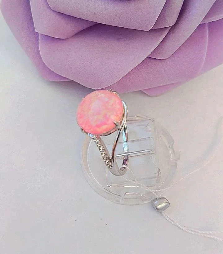 Серебряное кольцо с розовым опалом - миниатюра 2