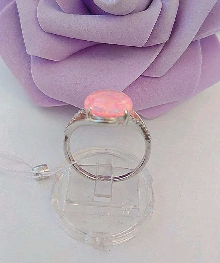 Серебряное кольцо с розовым опалом - миниатюра 3