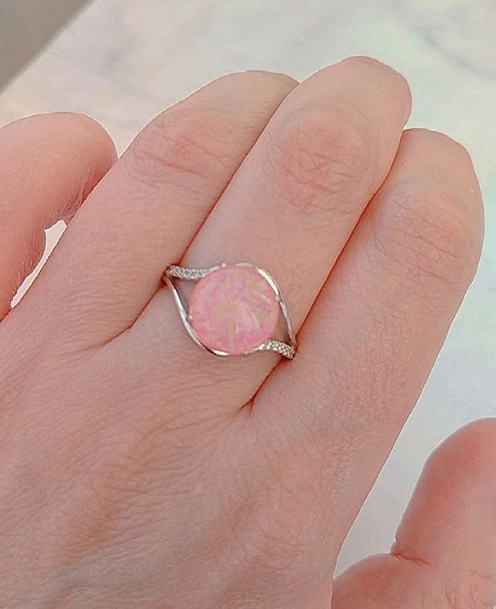 Серебряное кольцо с розовым опалом - миниатюра 5
