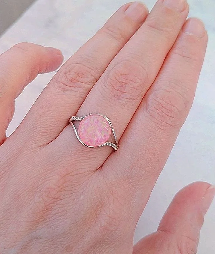 Серебряное кольцо с розовым опалом - миниатюра 6