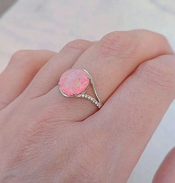 Серебряное кольцо с розовым опалом - миниатюра 7