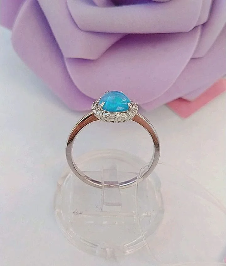 Серебряное кольцо с голубым опалом - миниатюра 3