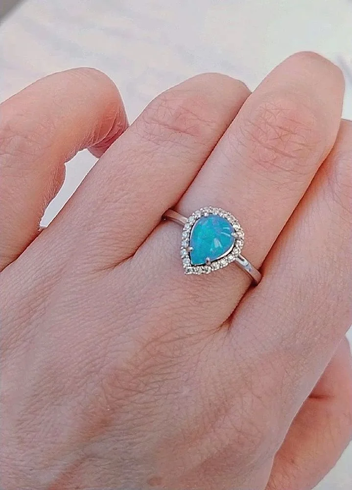 Серебряное кольцо с голубым опалом - миниатюра 5