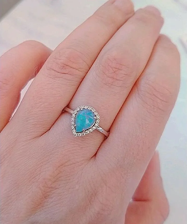 Серебряное кольцо с голубым опалом - миниатюра 6