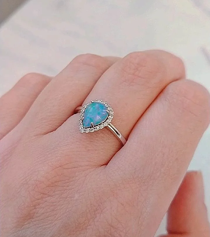 Серебряное кольцо с голубым опалом - миниатюра 7