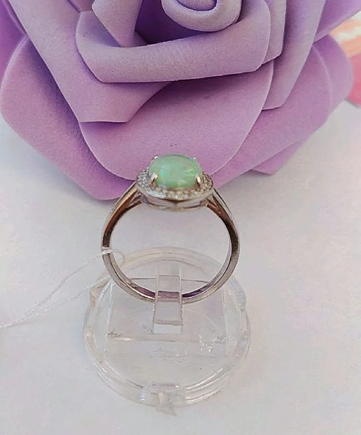 Серебряное кольцо с зелёным опалом - миниатюра 3