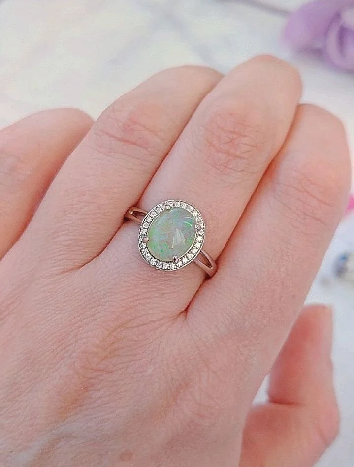 Серебряное кольцо с зелёным опалом - миниатюра 4