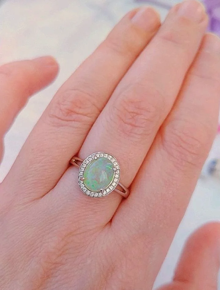 Серебряное кольцо с зелёным опалом - миниатюра 5