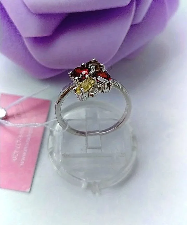 Серебряное кольцо с натуральными камнями - миниатюра 3