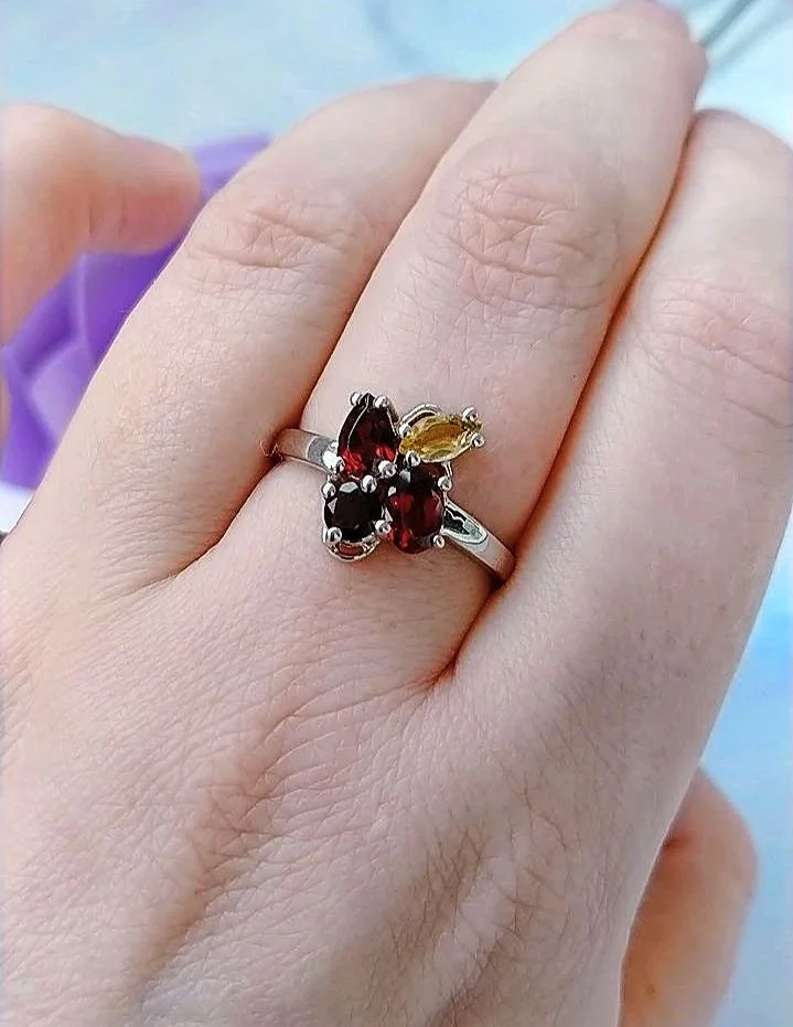 Серебряное кольцо с натуральными камнями - миниатюра 5