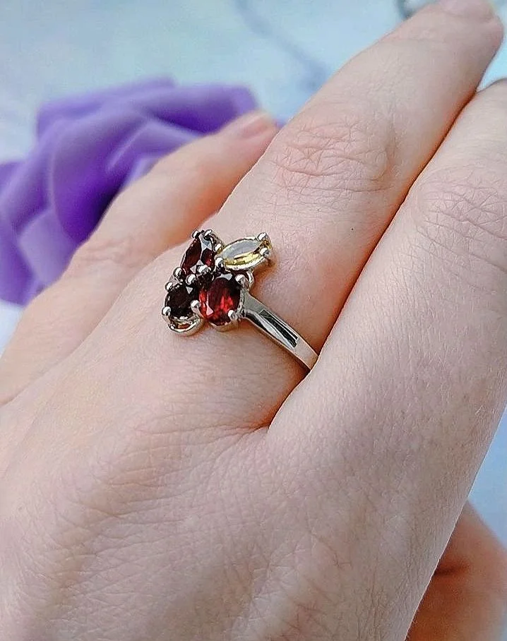 Серебряное кольцо с натуральными камнями - миниатюра 6