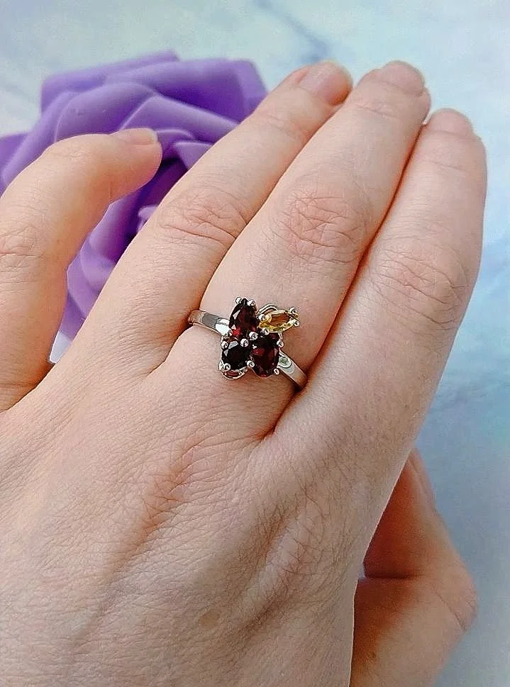 Серебряное кольцо с натуральными камнями - миниатюра 7