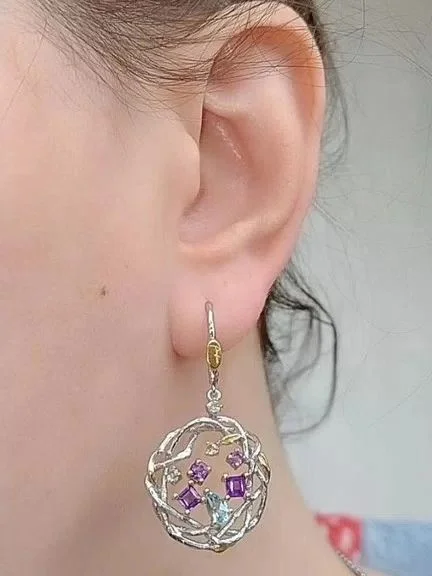 Серебряный комплект с топазами и аметистами - миниатюра 4