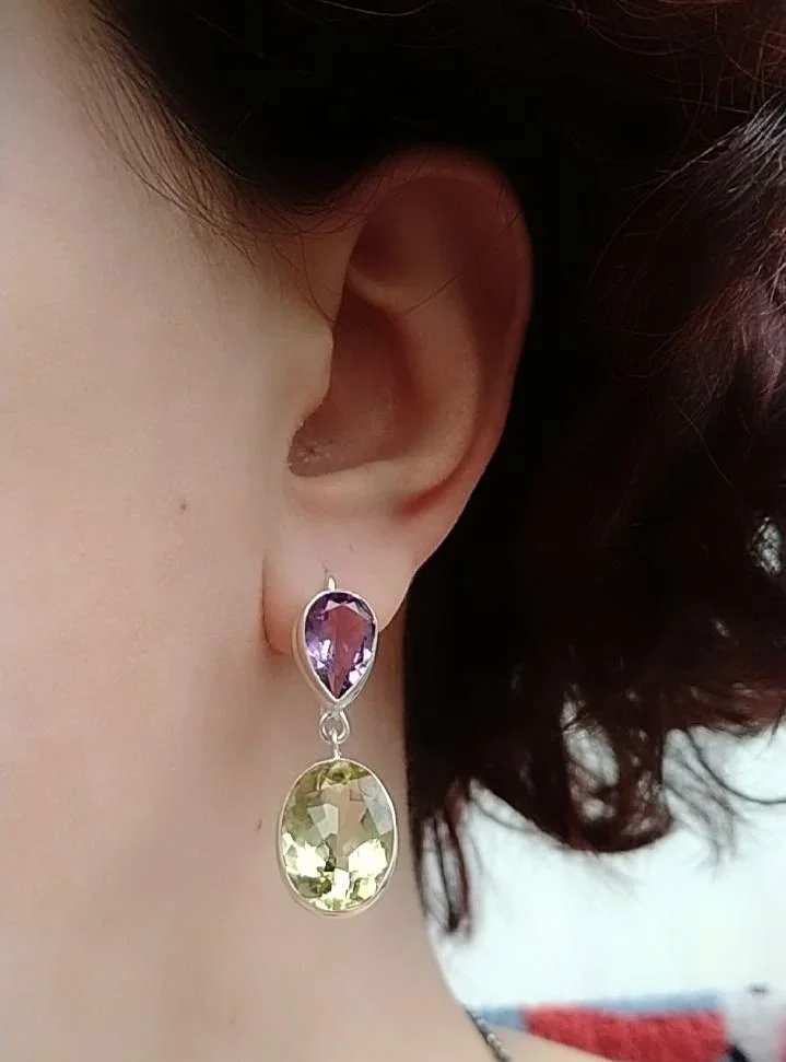 Серебряный комплект с аметистами и лимонными топаз - миниатюра 6