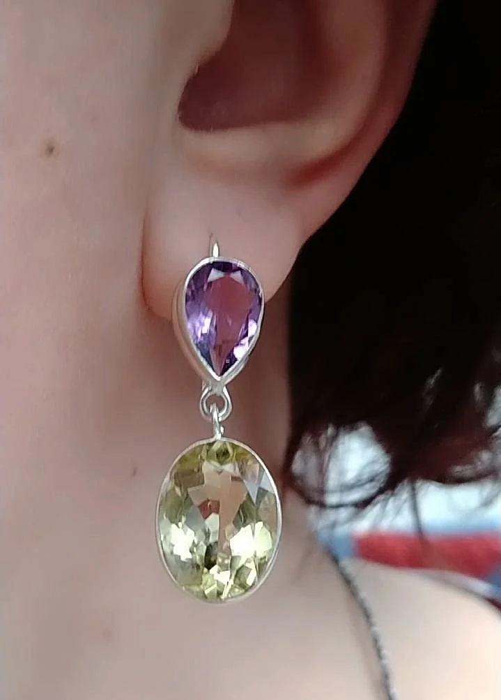 Серебряный комплект с аметистами и лимонными топаз - миниатюра 7