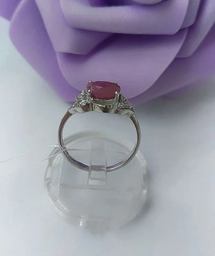 Серебряное кольцо с рубином, 17,5 размер - миниатюра 3