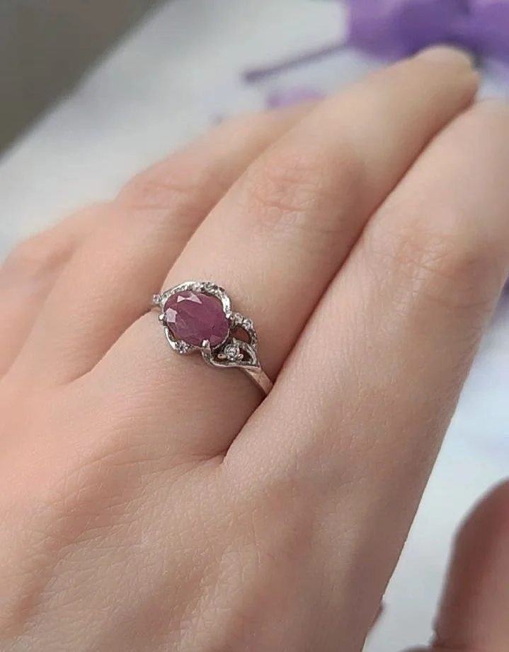 Серебряное кольцо с рубином, 17,5 размер - миниатюра 5
