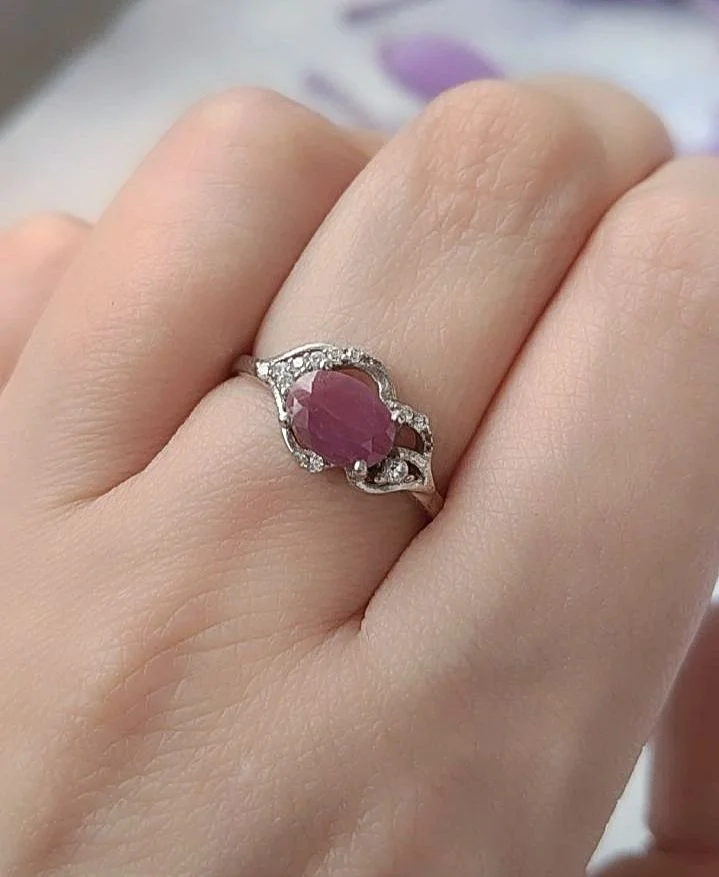 Серебряное кольцо с рубином, 17,5 размер - миниатюра 7