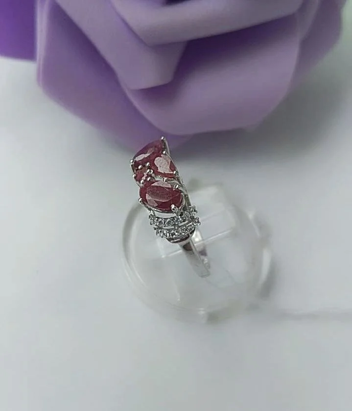 Рубины, серебряное кольцо,17,5 размер - миниатюра 2