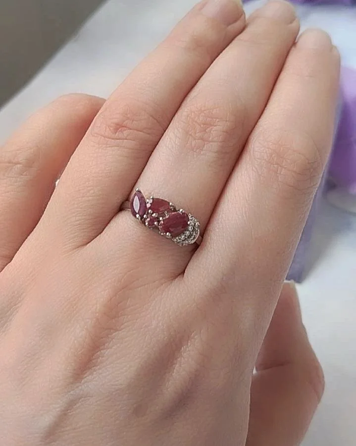 Рубины, серебряное кольцо,17,5 размер - миниатюра 5
