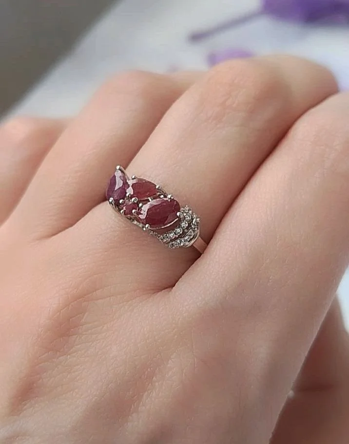 Рубины, серебряное кольцо,17,5 размер - миниатюра 6