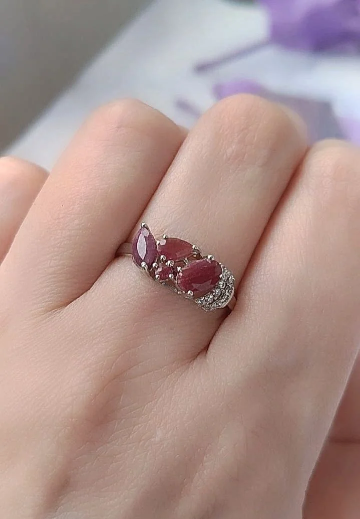 Рубины, серебряное кольцо,17,5 размер - миниатюра 7
