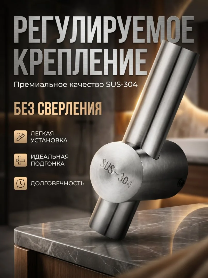 Штанга для душа с держателем лейки 65 см - миниатюра 3
