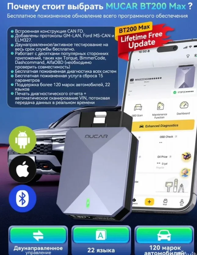Автосканер Mucar Bt200 max - миниатюра 7