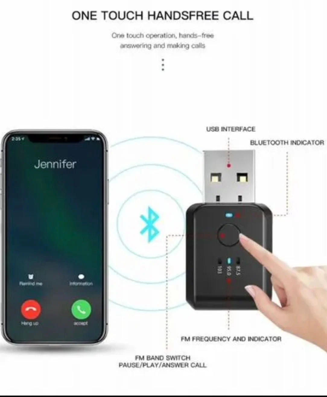 Bluetooth модуль USB FM трансмиттер для магнитол - миниатюра 3