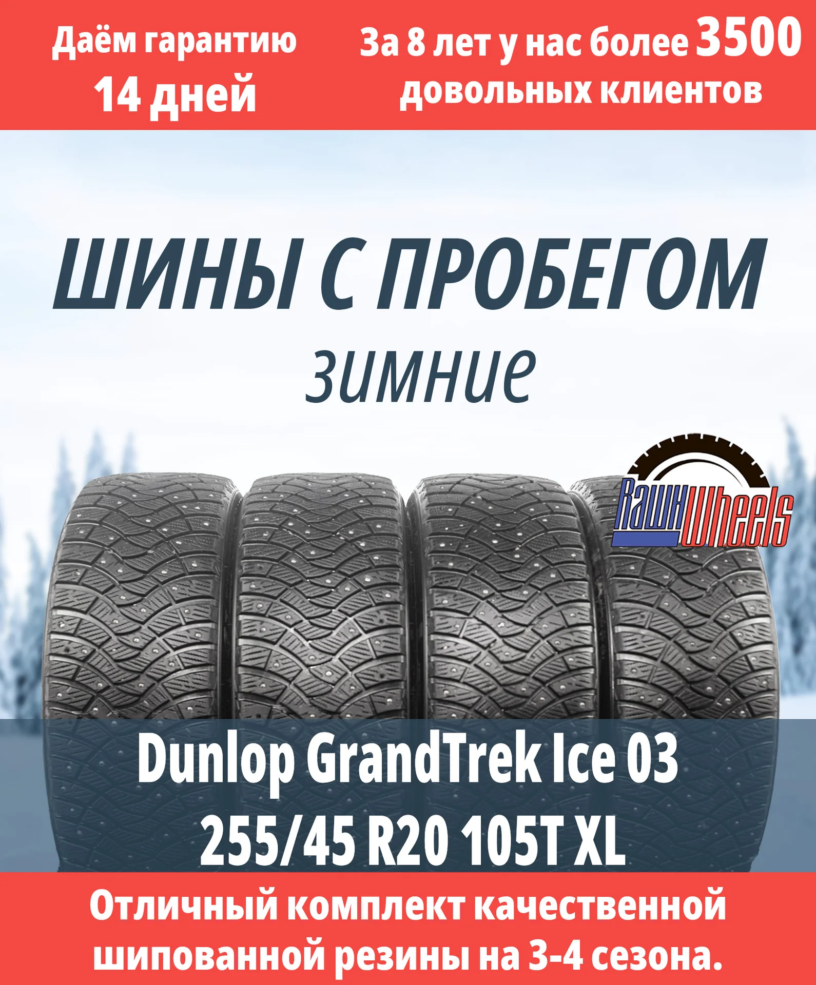 Dunlop GrandTrek Ice 03 255/45 R20 105T XL - изображение 1