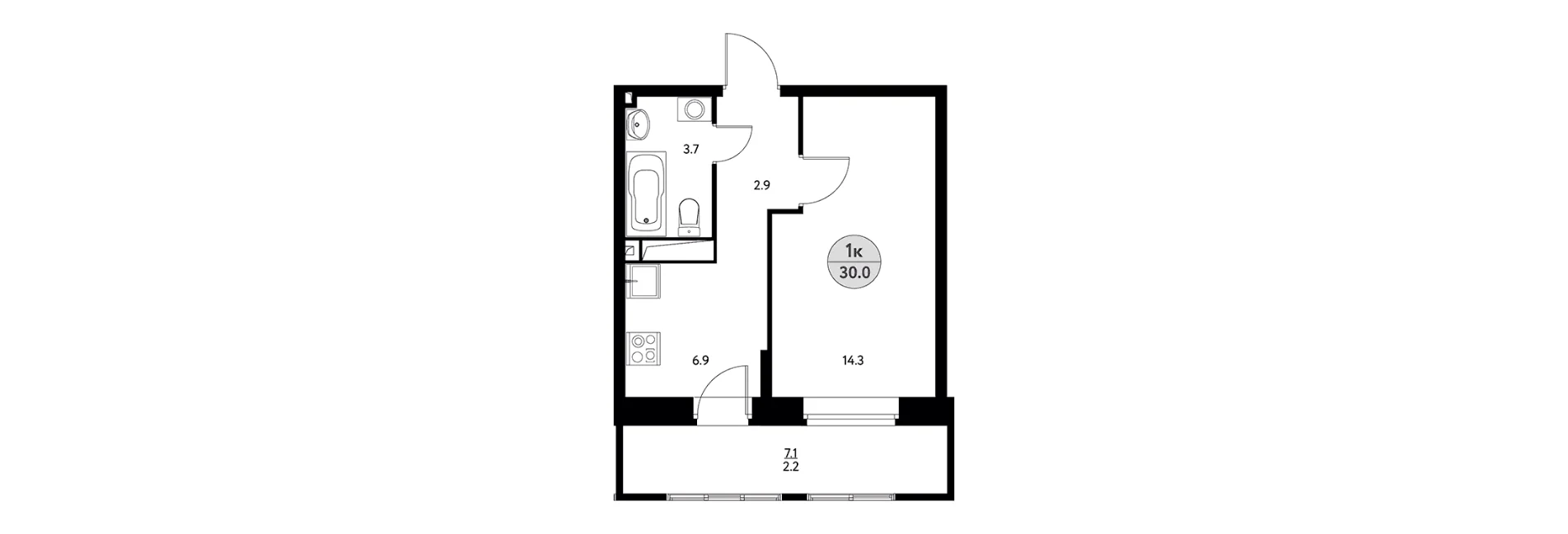1-к. квартира, 27,7 м², 17/17 эт. - миниатюра 9
