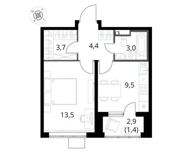 1-к. квартира, 35,5 м², 6/24 эт. - миниатюра 2