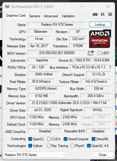 Rx 570 8GB sapphire - миниатюра 2