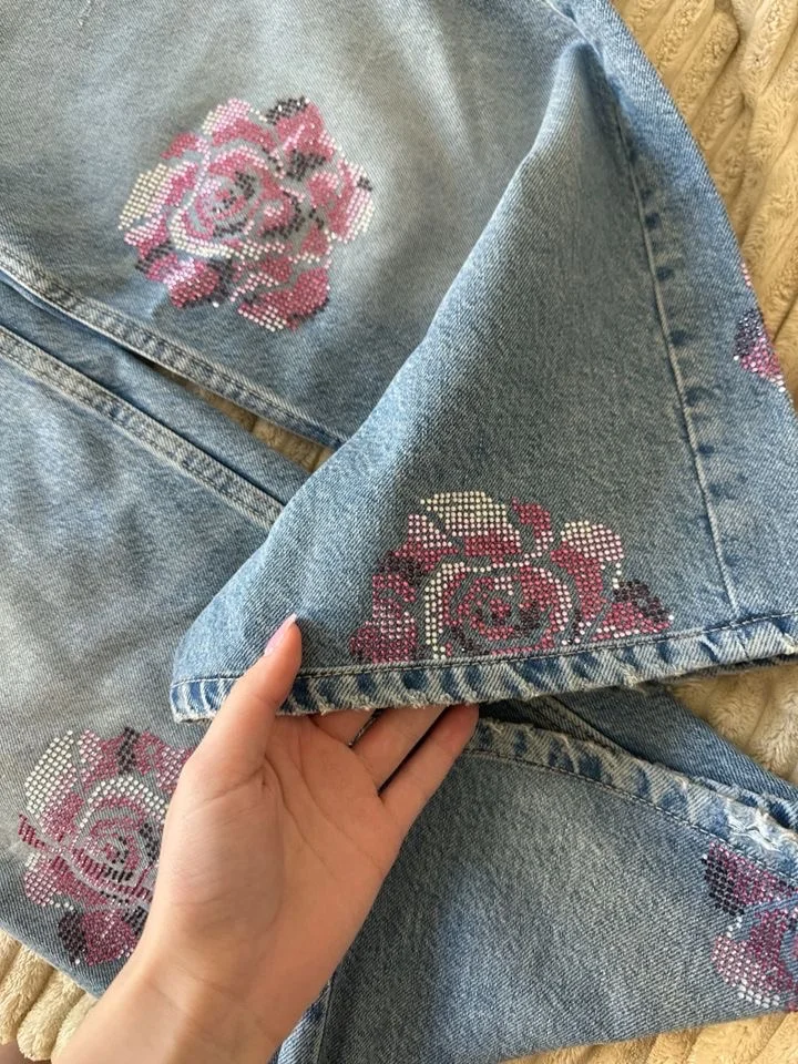 Джинсы Zara со стразами - миниатюра 4