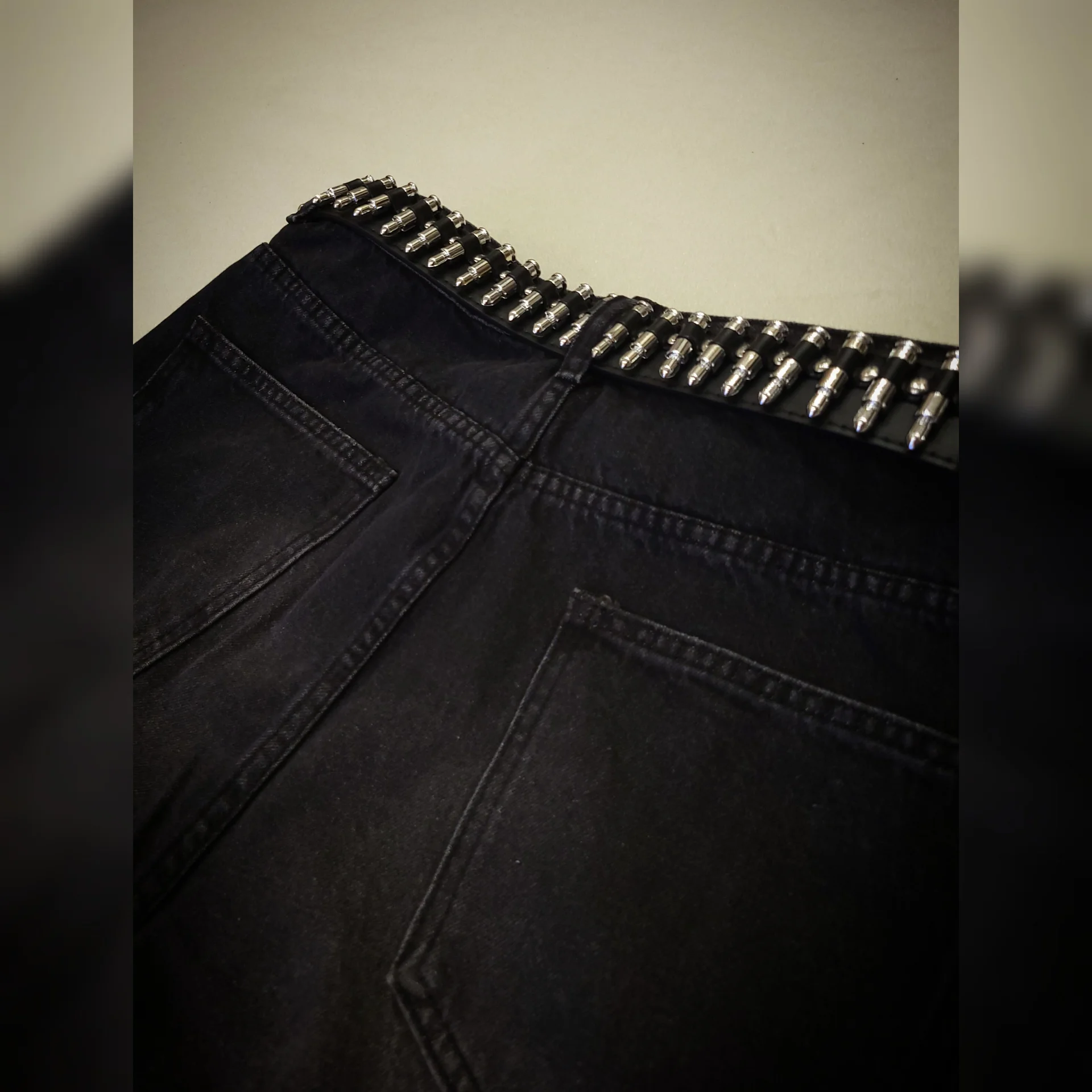 Чёрные джинсы широкие трубы Wide Leg с ремнем Y2K - миниатюра 6