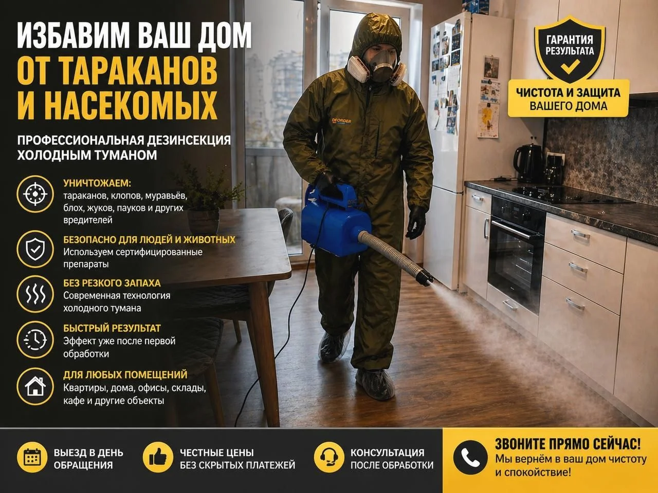 Дезинфекция, дезинсекция, уничтожение клопов и тар